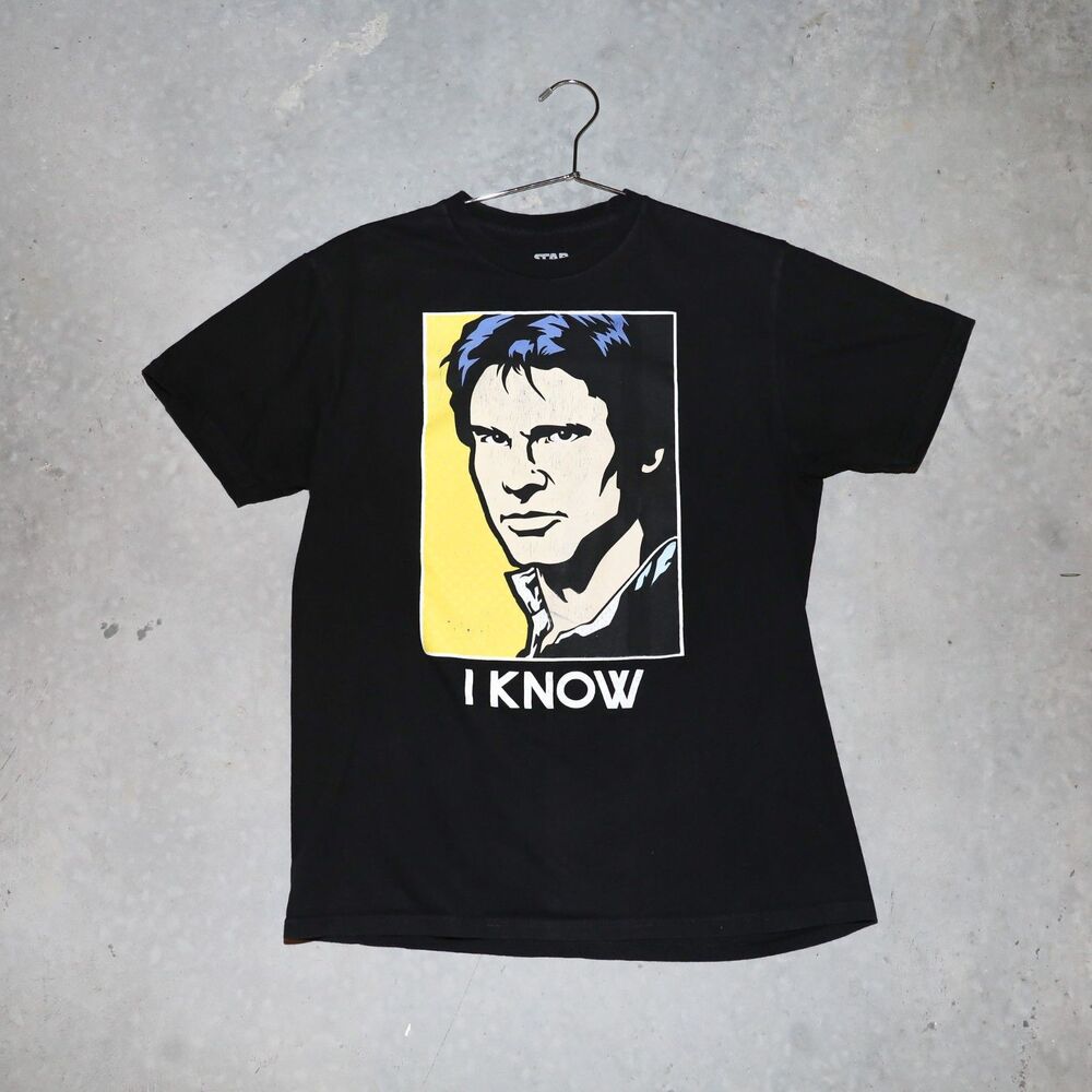 Star Wars Hans Solo Black Short Sleeve Crew Neck Graphic Print Tshirt Size Small